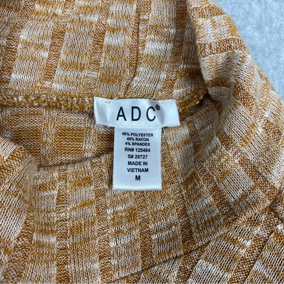 ADC Yellow White Blend Long Sleeve Ribbed Mockneck Turtleneck Sweater Top Size M - Picture 4 of 4